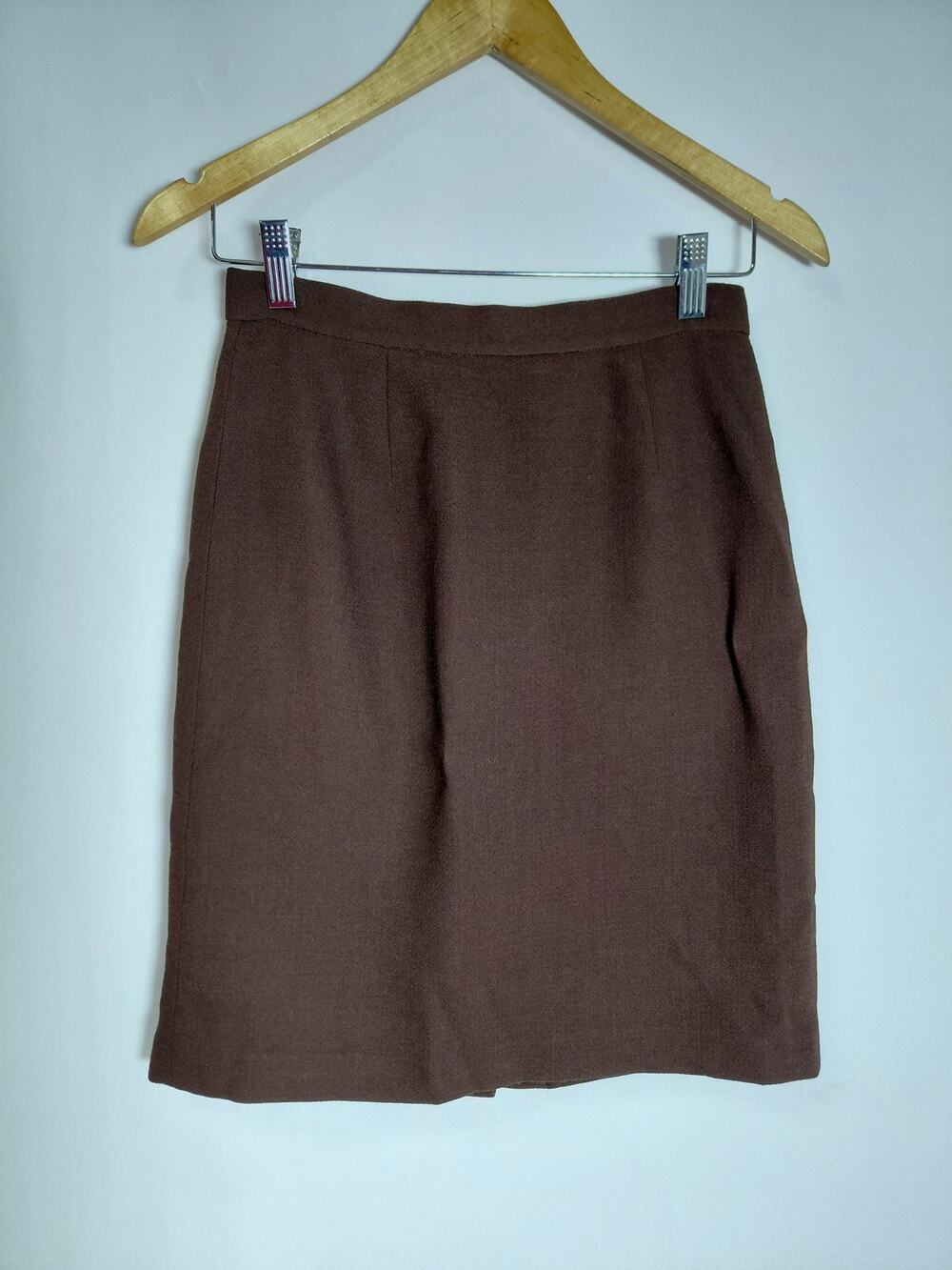 EMME ELLE MILANO Brown Wool Blend Skirt Solid Lined Women Size 6